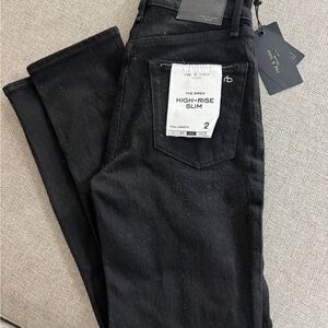 rag & bone High-Rise Slim Jeans in Black